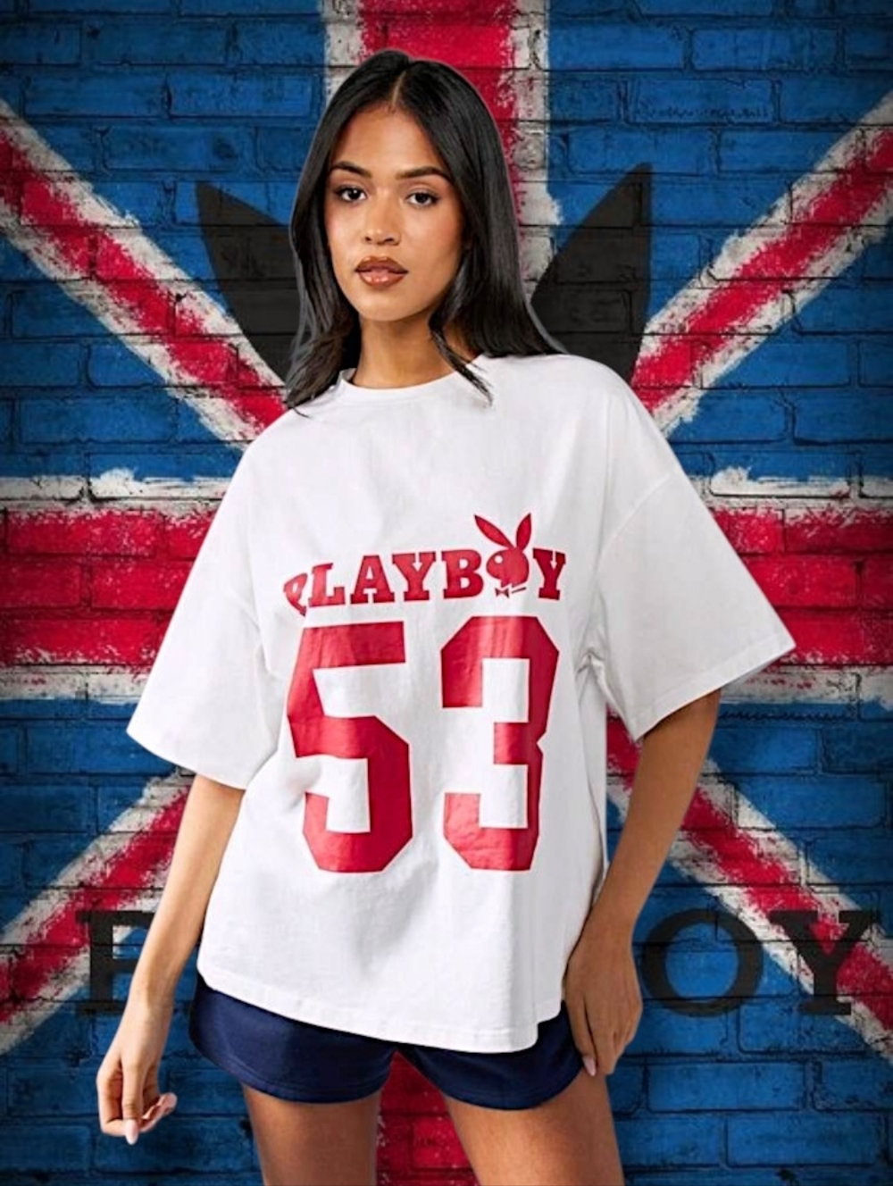 Missguided × Playboy Varsity Style Graphic Print Women's T-Shirt Size XL